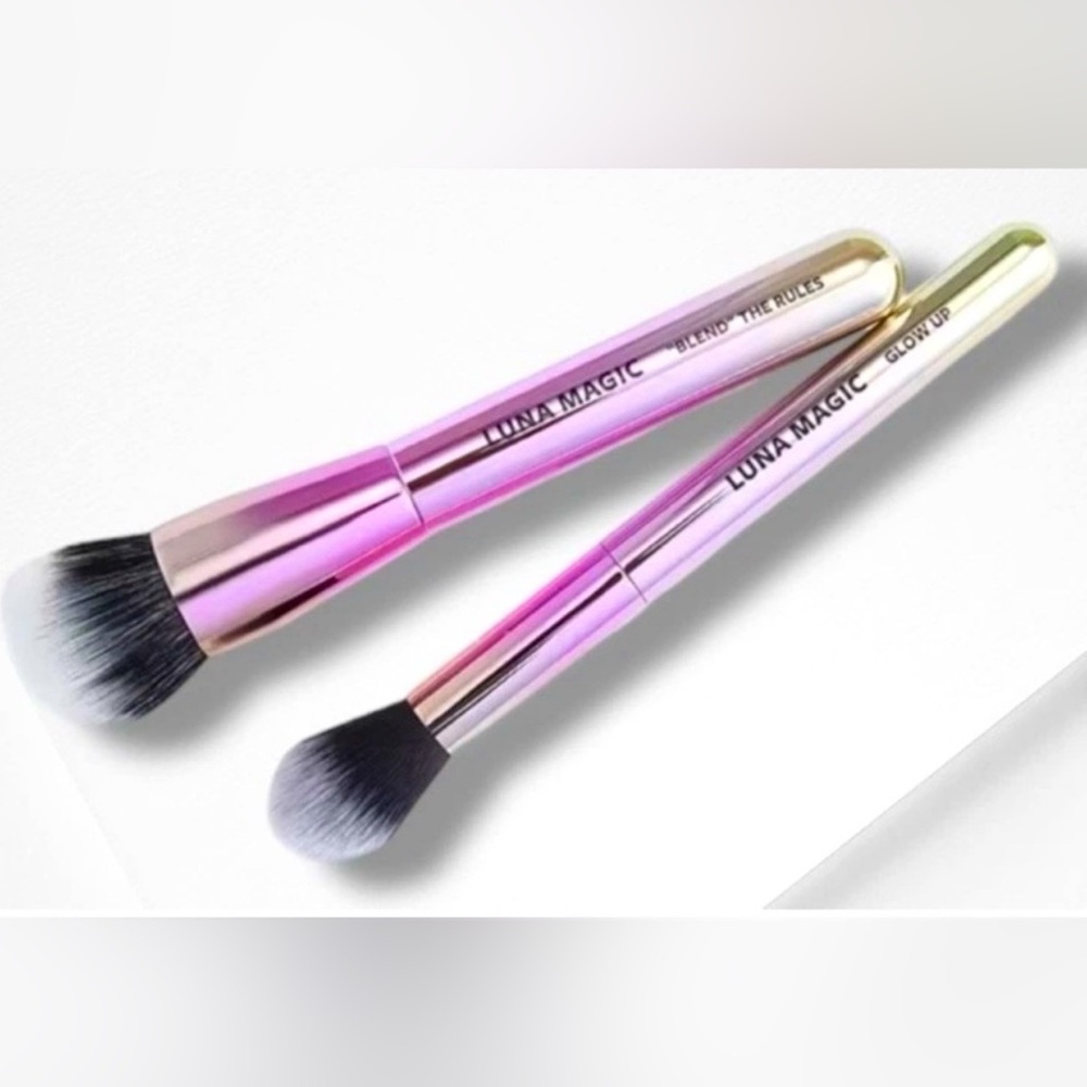 Luna Magic Iridescent Makeup Brush Set - Pink/Gold